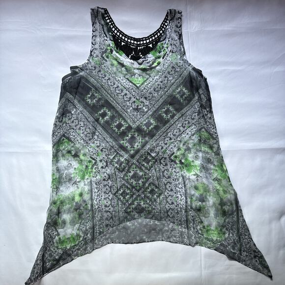 Energie Sheer Boho Tunic Tank Top Small Crochet Back Y2K Festival - Picture 10 of 13